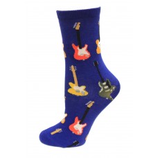 HOTSOX Kids Crew Socks GUITARS 1 Pair, Blue, Small/Medium