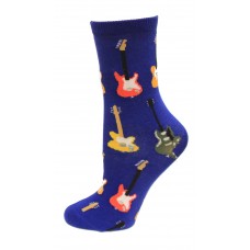 HOTSOX Kids Crew Socks GUITARS 1 Pair, Blue, Medium/Large