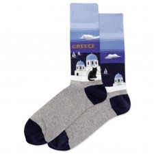 HotSox Greece Socks, Blue, 1 Pair, Men Shoe 6-12.5