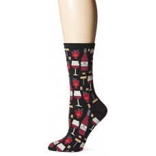 Hot Sox Women's Food and Drink Novelty Casual Crew Socks, Wine (Black), Shoe Size: 4-10