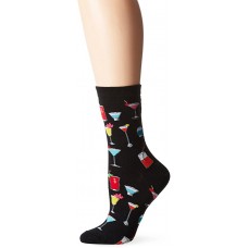 HotSox Womens Tropical Drinks Socks, Black, 1 Pair, Womens Shoe 4-10