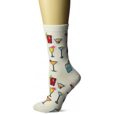 HotSox Womens Tropical Drinks Socks, White, 1 Pair, Womens Shoe 4-10