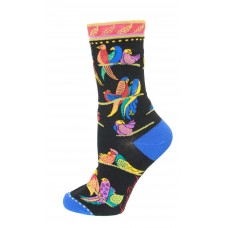 K. Bell Birds of Paradise Socks, Black, Sock Size 9-11/Shoe Size 4-10, 1 Pair
