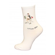 K. Bell Wine Girl Crew Socks, White, Sock Size 9-11/Shoe Size 4-10, 1 Pair