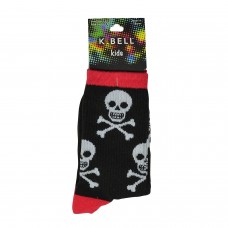 K. Bell Boy's Skulls, Black, Sock Size 7.5-9/Shoe Size 11-4, 1 Pair