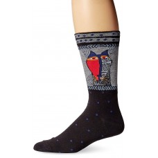 K. Bell Men's Laurel Burch Native Cat Crew Socks, Black, Sock Size 10-13/Shoe Size 6.5-12, 1 Pair