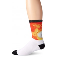 K. Bell Men's Fireball 360 Print Crew Socks, White, Sock Size 10-13/Shoe Size 6.5-12, 1 Pair