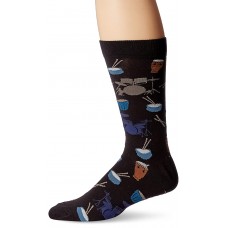 K. Bell Men's Drums Crew Socks, Black, Sock Size 10-13/Shoe Size 6.5-12, 1 Pair