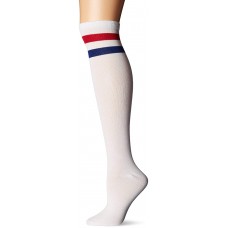 K. Bell Two Stripe Knee High Socks, White, Sock Size 9-11/Shoe Size 4-10, 1 Pair