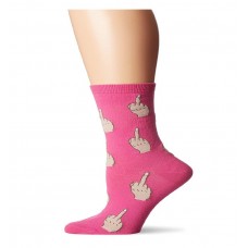 K. Bell Middle Finger Crew Socks, Fuchsia, Sock Size 9-11/Shoe Size 4-10, 1 Pair