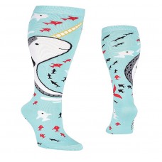 K. Bell Narwhal Knee High Socks, Blue, Sock Size 9-11/Shoe Size 4-10, 1 Pair