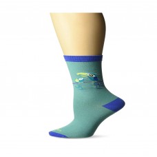 K. Bell SHAG Tiki Birds Crew Socks, Turquoise, Sock Size 9-11/Shoe Size 4-10, 1 Pair