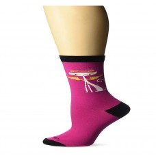 K. Bell SHAG Angel Devil Crew Socks, Fuchsia, Sock Size 9-11/Shoe Size 4-10, 1 Pair