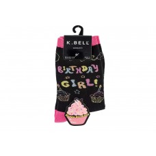 K. Bell Birthday Girl! with To/From Tag Socks, Black, Sock Size 9-11/Shoe Size 4-10, 1 Pair