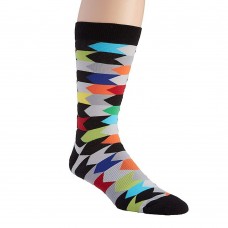 K. Bell Men's Chevron Stripes Crew Socks, Black, Sock Size 10-13/Shoe Size 6.5-12, 1 Pair