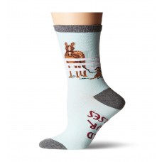 K. Bell Hold Your Horses Crew Socks, Light Blue, Sock Size 9-11/Shoe Size 4-10, 1 Pair