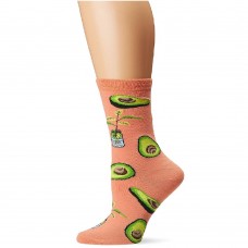 K. Bell Avocado Crew Socks, Coral, Sock Size 9-11/Shoe Size 4-10, 1 Pair