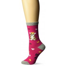 K. Bell Corgi Crew Socks, Fuchsia, Sock Size 9-11/Shoe Size 4-10, 1 Pair