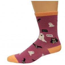 K. Bell Boo Hoo Crew Socks, Purple, Sock Size 9-11/Shoe Size 4-10, 1 Pair