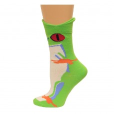 K. Bell Wide Mouth Rainforest Frog Crew Socks, Green, Sock Size 9-11/Shoe Size 4-10, 1 Pair