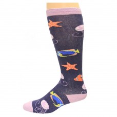 K. Bell Sea Life Knee High Socks, Navy, Sock Size 9-11/Shoe Size 4-10, 1 Pair