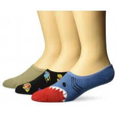K. Bell Men's Shark Liners, Blue Assorted, Sock Size 10-13/Shoe Size 6.5-12, 3 Pair