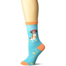 K. Bell Scuba Dog Crew Socks 1 Pair, Blue, Womens Sock Size 9-11/Shoe Size 4-10