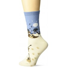 K. Bell Beach Cat Crew Socks 1 Pair, Sand, Womens Sock Size 9-11/Shoe Size 4-10