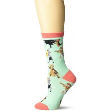 K. Bell Musical Dogs Crew Socks 1 Pair, Teal, Womens Sock Size 9-11/Shoe Size 4-10