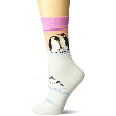 K. Bell Penguin Family Crew Socks 1 Pair, Blue, Womens Sock Size 9-11/Shoe Size 4-10