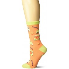 K. Bell Avocado Toast Crew Socks 1 Pair, Coral, Womens Sock Size 9-11/Shoe Size 4-10