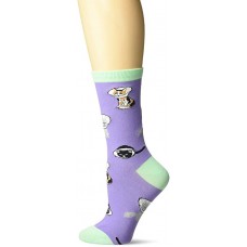 K. Bell Cone Cats Crew Socks 1 Pair, Purple, Womens Sock Size 9-11/Shoe Size 4-10