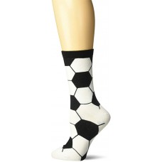 K. Bell Soccer Ball Crew Socks 1 Pair, White, Womens Sock Size 9-11/Shoe Size 4-10
