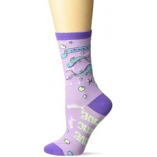 K. Bell Pisces Crew Socks 1 Pair, Purple, Womens Sock Size 9-11/Shoe Size 4-10