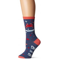 K. Bell Cancer Crew Socks 1 Pair, Blue, Womens Sock Size 9-11/Shoe Size 4-10
