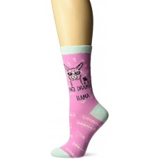 K. Bell No Drama Crew Socks 1 Pair, Pink, Womens Sock Size 9-11/Shoe Size 4-10