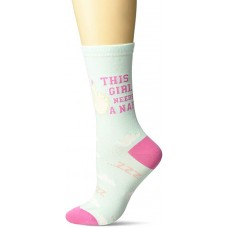 K. Bell Nap Girl Crew Socks 1 Pair, Light Blue, Womens Sock Size 9-11/Shoe Size 4-10