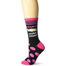 K. Bell Can't Adult Crew Socks 1 Pair, Black, Womens Sock Size 9-11/Shoe Size 4-10