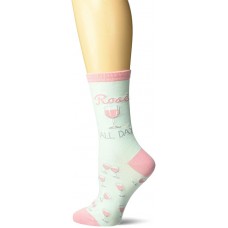 K. Bell Rose All Day Crew Socks 1 Pair, Light Blue, Womens Sock Size 9-11/Shoe Size 4-10