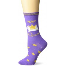 K. Bell Nap Queen Crew Socks 1 Pair, Purple, Womens Sock Size 9-11/Shoe Size 4-10
