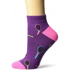 K. Bell Colorful Tennis Racket Socks 1 Pair, Purple, Womens Sock Size 9-11/Shoe Size 4-10