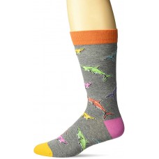 K. Bell Men's Rainbow Sharks Crew Socks Socks 1 Pair, Charcoal Heather, Mens Sock Size 10-13/Shoe Size 6.5-12