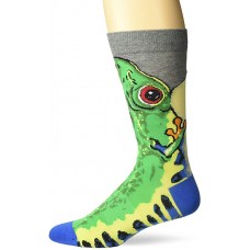 K. Bell Men's Rainforest Frog Crew Socks Socks 1 Pair, Yellow, Mens Sock Size 10-13/Shoe Size 6.5-12