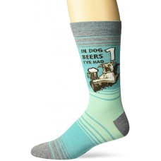K. Bell Men's Dog Beers Crew Socks Socks 1 Pair, Turquoise, Mens Sock Size 10-13/Shoe Size 6.5-12