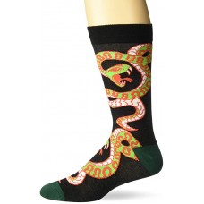 K. Bell Men's Snakes Crew Socks Socks 1 Pair, Black, Mens Sock Size 10-13/Shoe Size 6.5-12