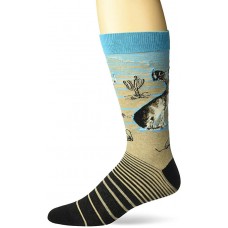 K. Bell Men's Jackalope Crew Socks 1 Pair, Brown Heather, Mens Sock Size 10-13/Shoe Size 6.5-12