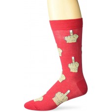 K. Bell Men's Middle Finger Crew Socks Socks 1 Pair, Red, Mens Sock Size 10-13/Shoe Size 6.5-12