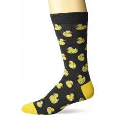 K. Bell Men's Rubber Ducks Crew Socks, Black Heather, Mens Sock Size 10-13/Shoe Size 6.5-12, 1 Pair