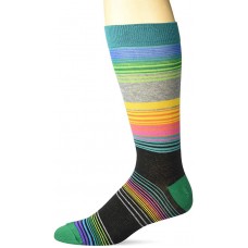 K. Bell Men's Stripe 8 Crew Socks Socks 1 Pair, Multi, Mens Sock Size 10-13/Shoe Size 6.5-12