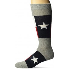 K. Bell Men's Texas Flag Crew Socks  - American Made Socks 1 Pair, Gray Heather, Mens Sock Size 10-13/Shoe Size 6.5-12